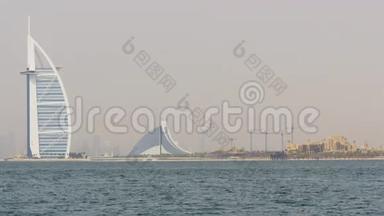 迪拜著名酒店海滩棕榈观建设全景